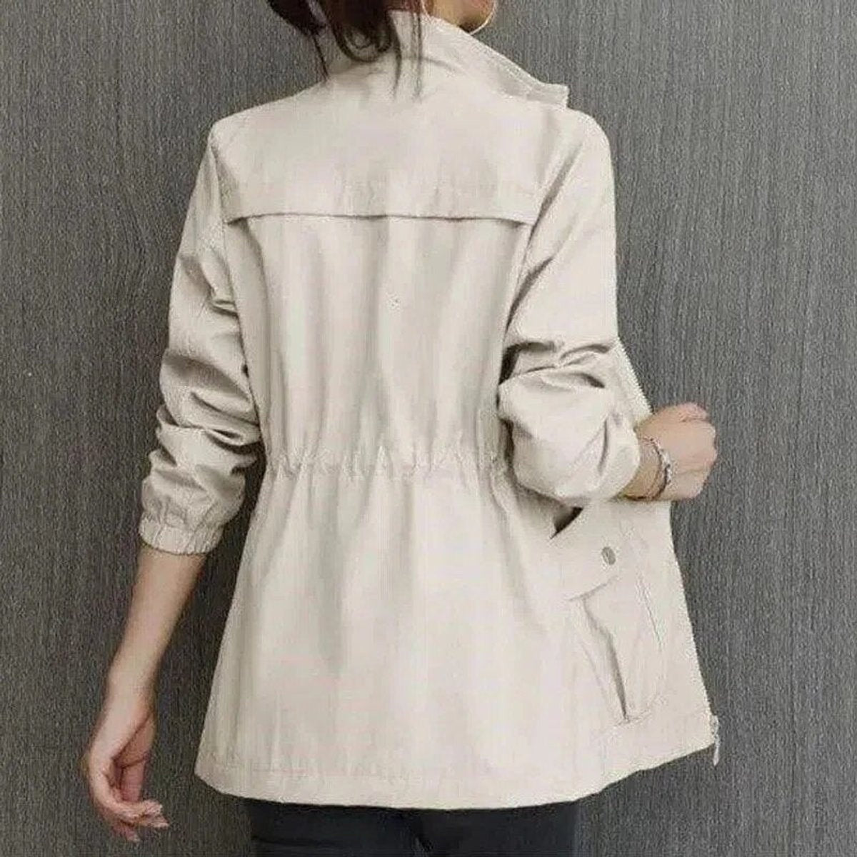 Sophia | Women's Lightweight Military Jacket Zip Up Adjustable Waist