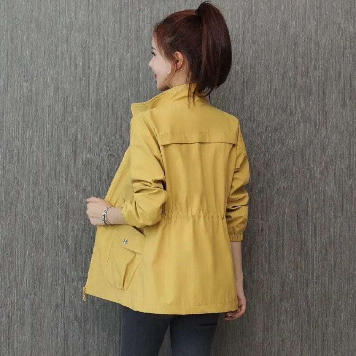 Sophia | Women's Lightweight Military Jacket Zip Up Adjustable Waist