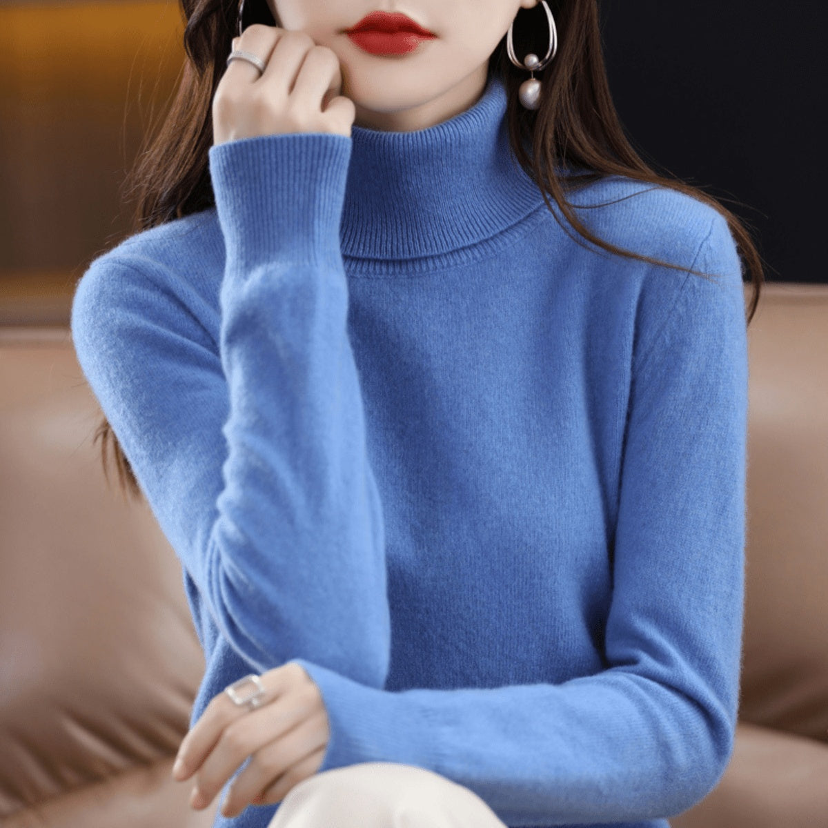 Phoebe | Women's Knit Turtleneck Sweater Long Sleeve