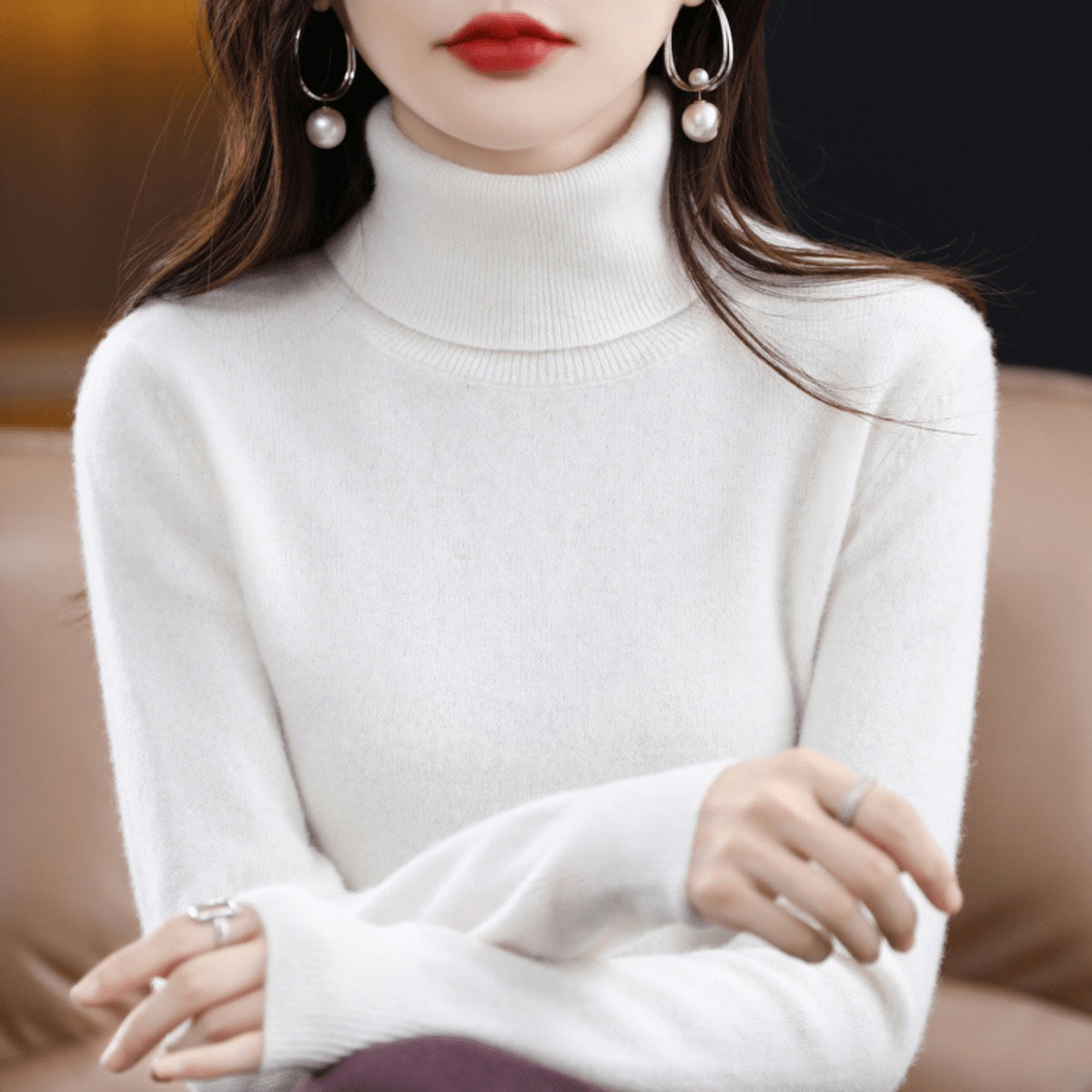 Phoebe | Women's Knit Turtleneck Sweater Long Sleeve