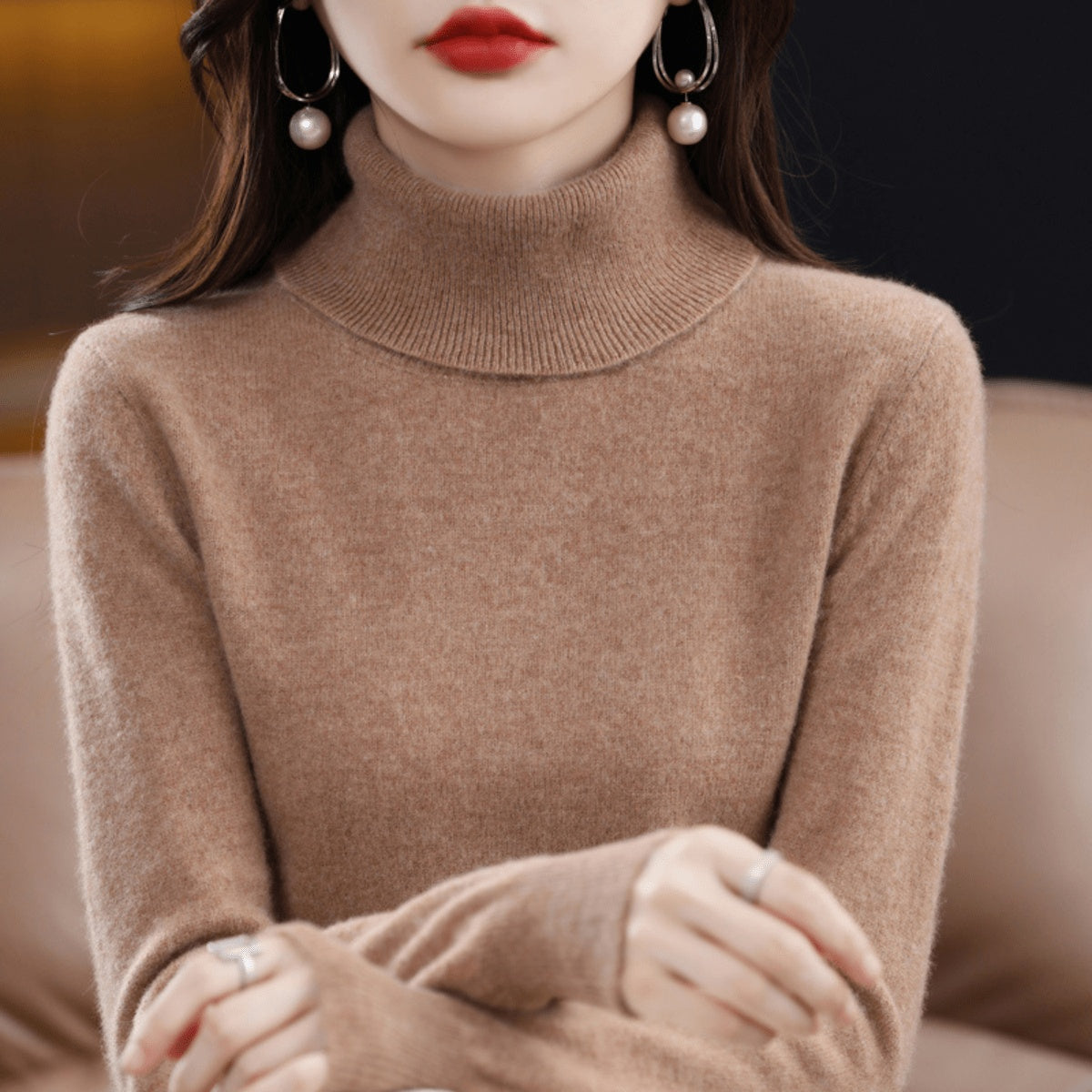 Phoebe | Women's Knit Turtleneck Sweater Long Sleeve