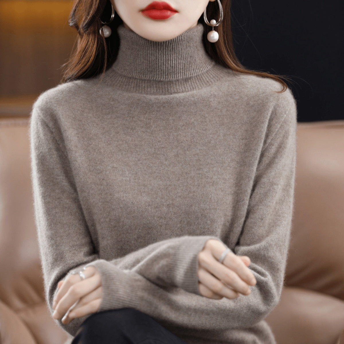 Phoebe | Women's Knit Turtleneck Sweater Long Sleeve