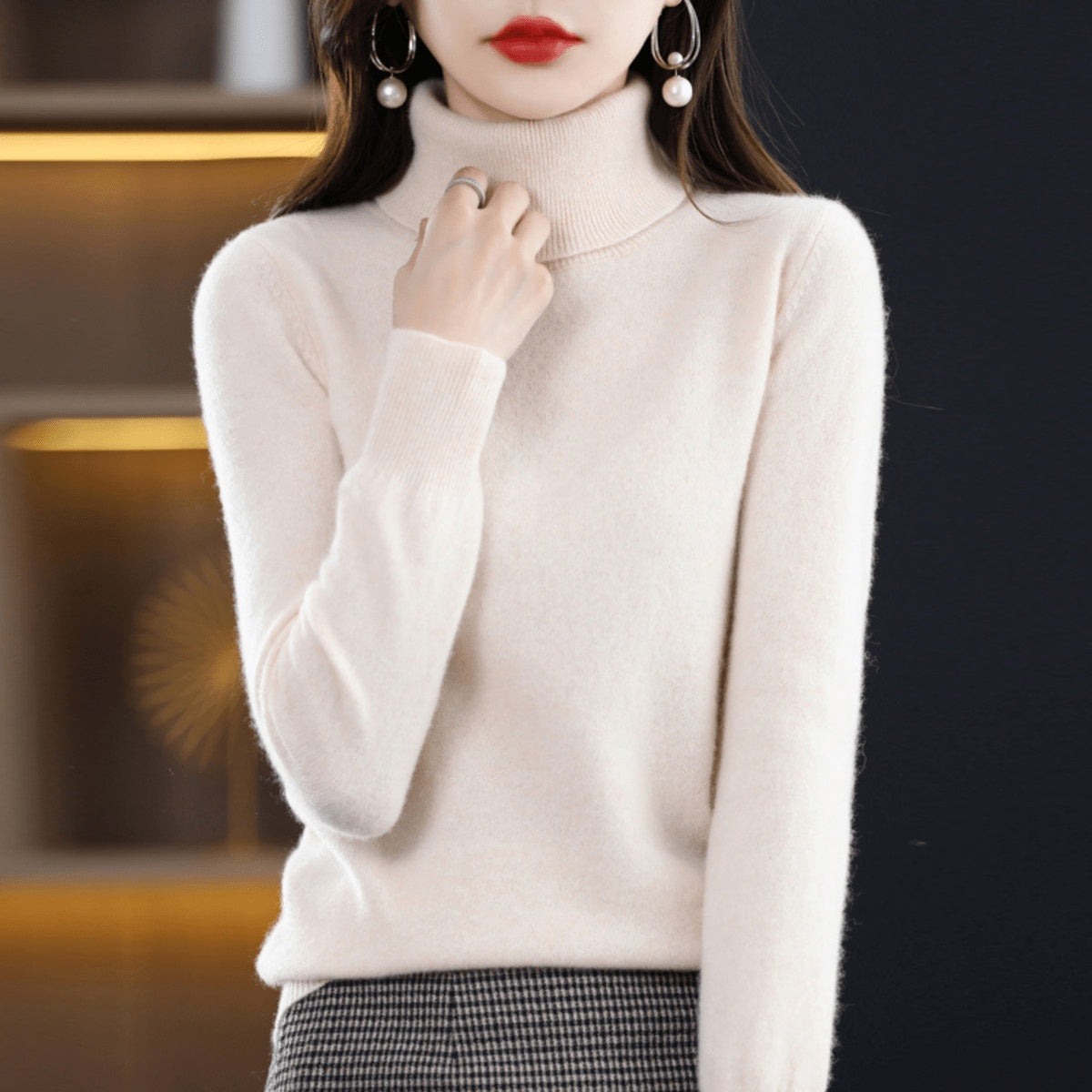 Phoebe | Women's Knit Turtleneck Sweater Long Sleeve