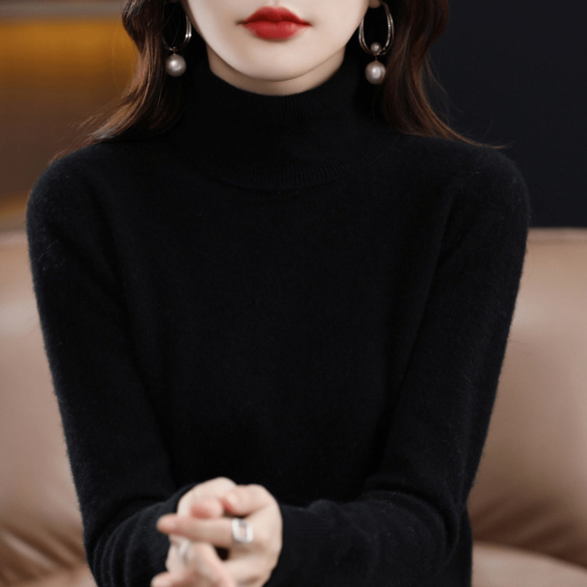 Phoebe | Women's Knit Turtleneck Sweater Long Sleeve