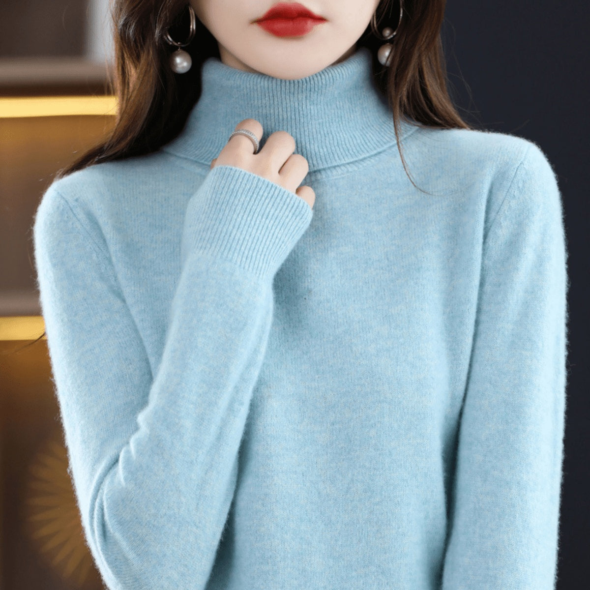 Phoebe | Women's Knit Turtleneck Sweater Long Sleeve