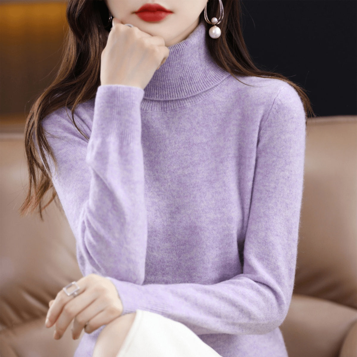 Phoebe | Women's Knit Turtleneck Sweater Long Sleeve