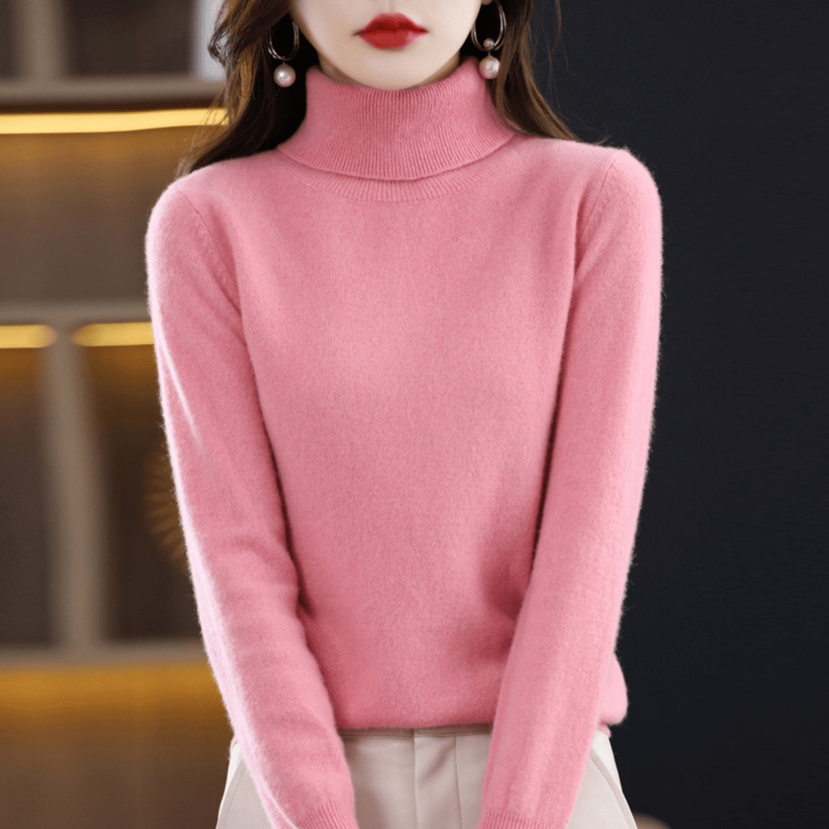 Phoebe | Women's Knit Turtleneck Sweater Long Sleeve