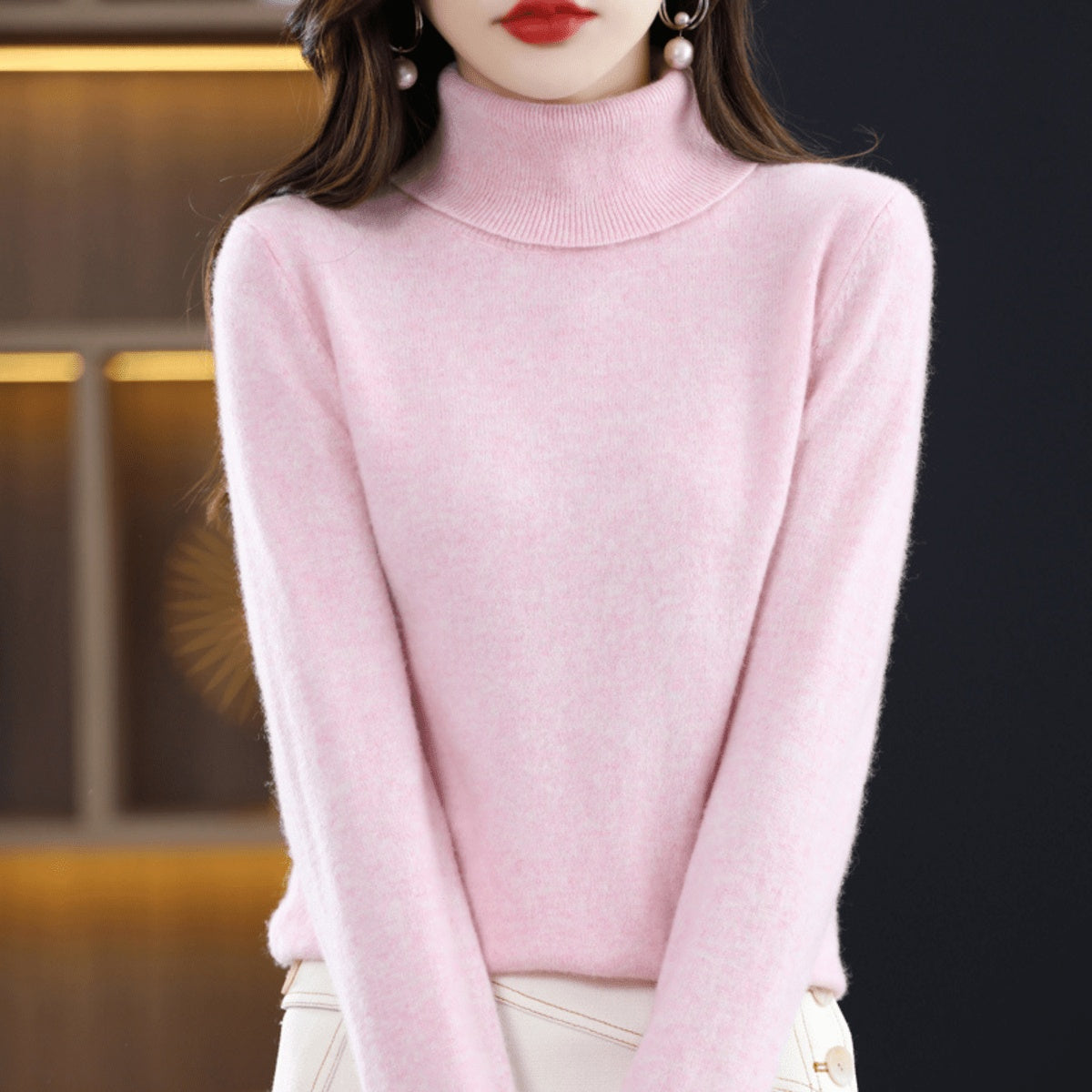 Phoebe | Women's Knit Turtleneck Sweater Long Sleeve