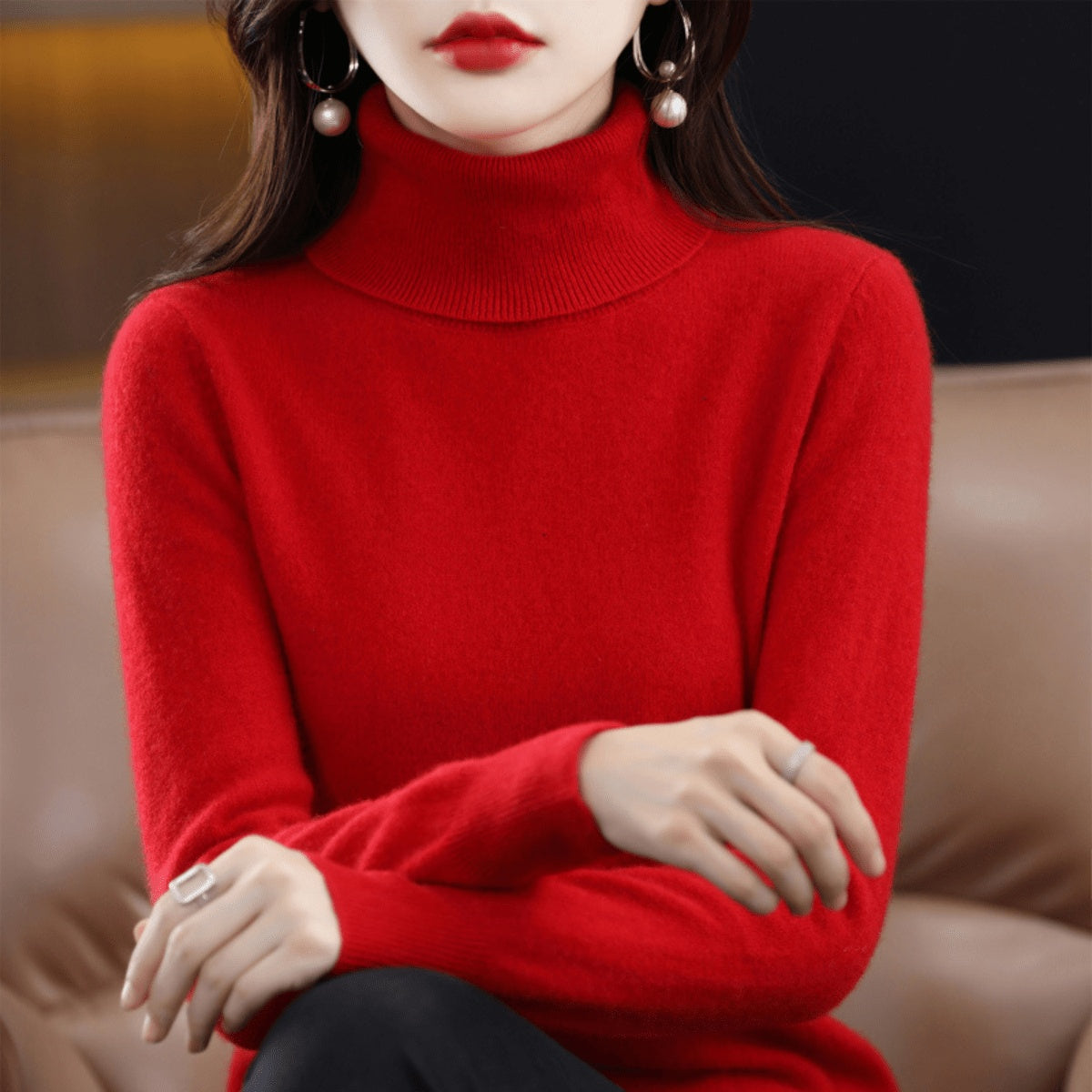 Phoebe | Women's Knit Turtleneck Sweater Long Sleeve