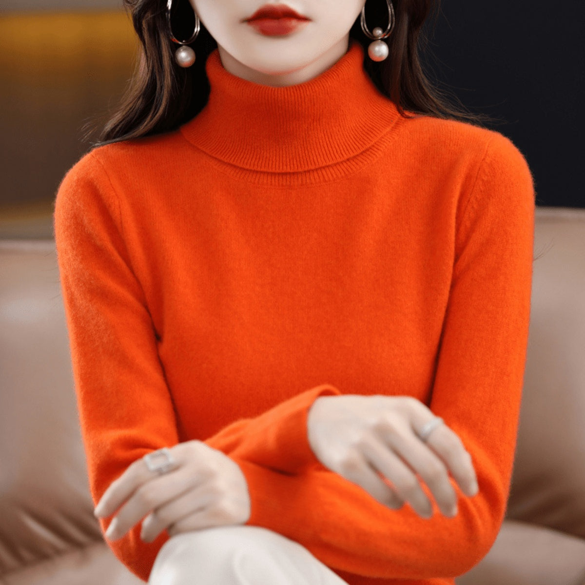 Phoebe | Women's Knit Turtleneck Sweater Long Sleeve