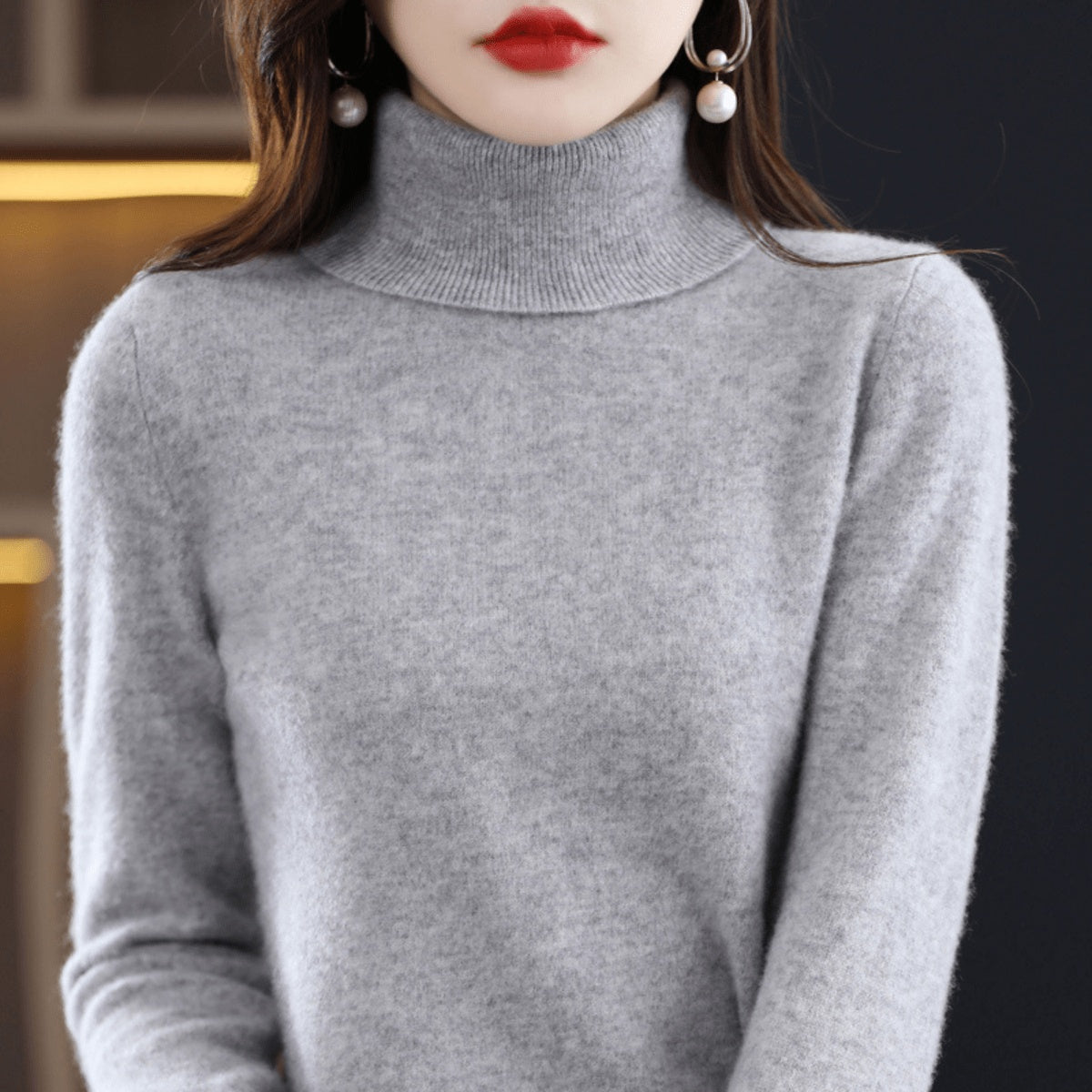 Phoebe | Women's Knit Turtleneck Sweater Long Sleeve