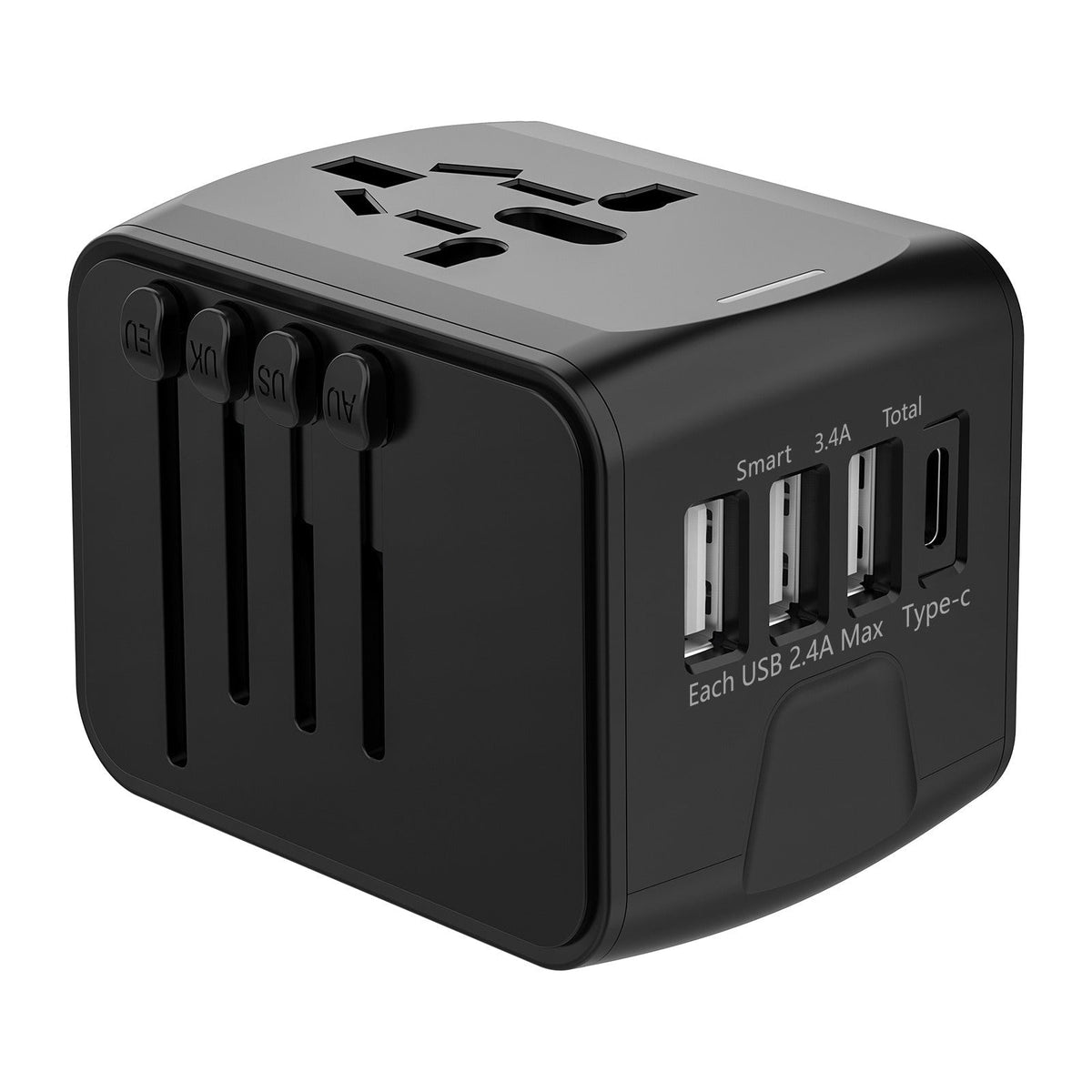 Eu Travel Adapter Plug with Universal Sockets and USB Ports Compact Cube Design