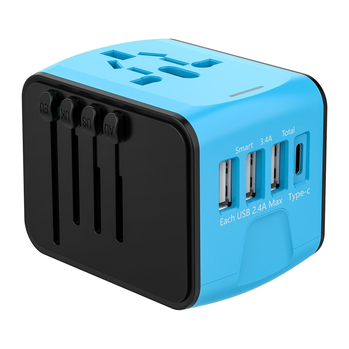 Eu Travel Adapter Plug with Universal Sockets and USB Ports Compact Cube Design