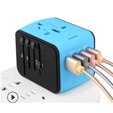 Eu Travel Adapter Plug with Universal Sockets and USB Ports Compact Cube Design
