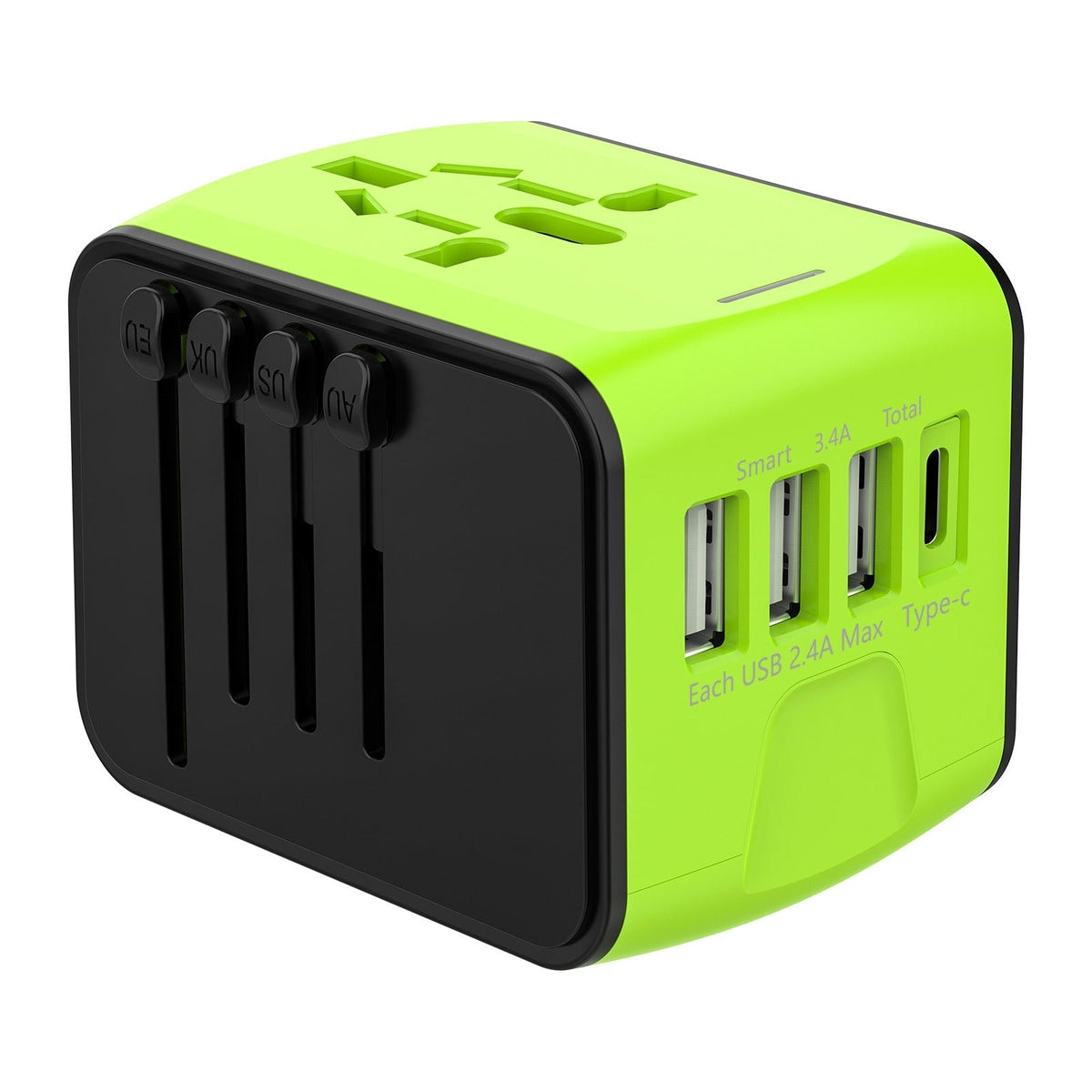 Eu Travel Adapter Plug with Universal Sockets and USB Ports Compact Cube Design