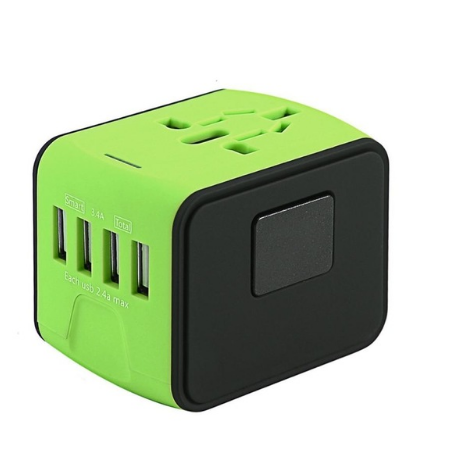Eu Travel Adapter Plug with Universal Sockets and USB Ports Compact Cube Design