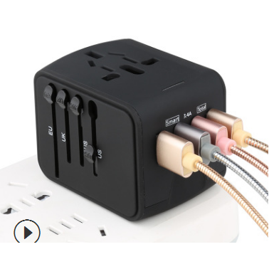Eu Travel Adapter Plug with Universal Sockets and USB Ports Compact Cube Design