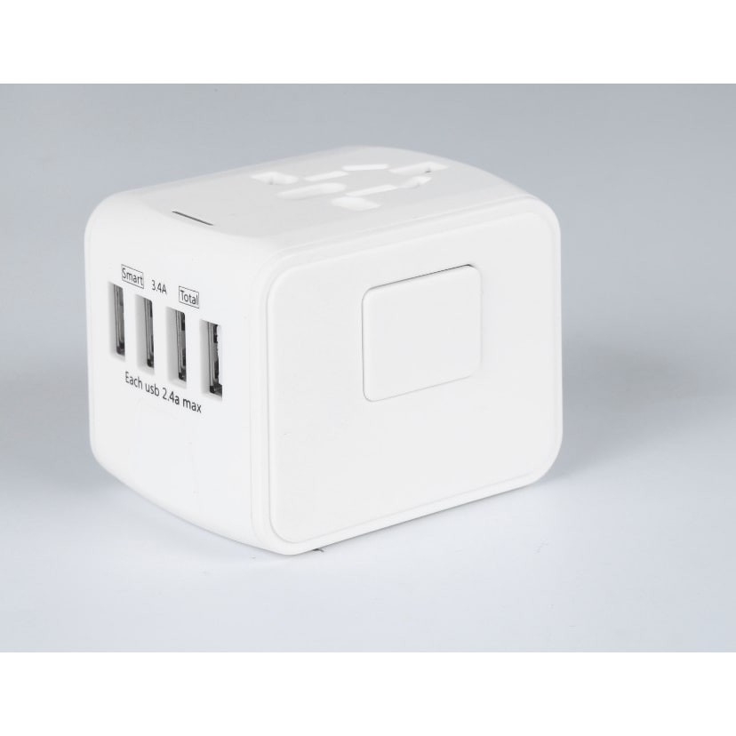 Eu Travel Adapter Plug with Universal Sockets and USB Ports Compact Cube Design