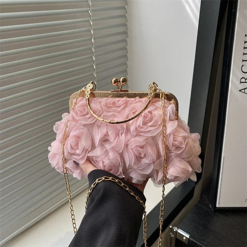Evening Clutch | Floral Embellished & Removable Chain Strap