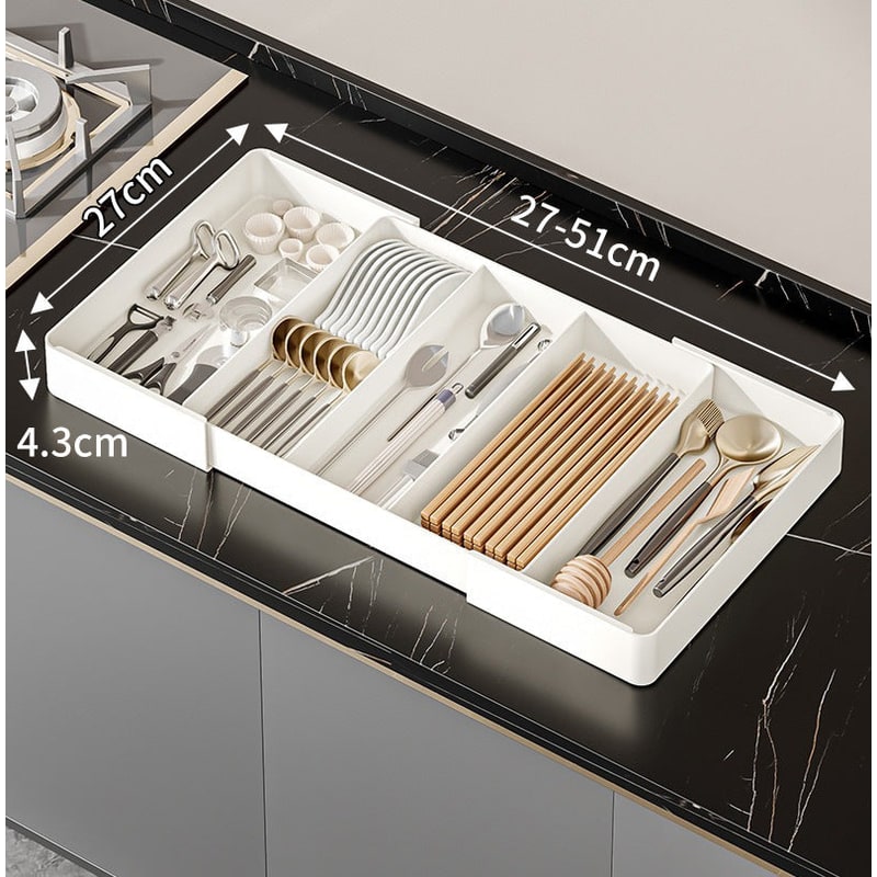 Expandable Drawer Organizer with Adjustable Compartments for Kitchen Utensils