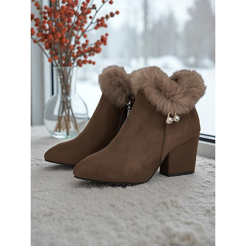 Claire | Fur Trim Ankle Boots