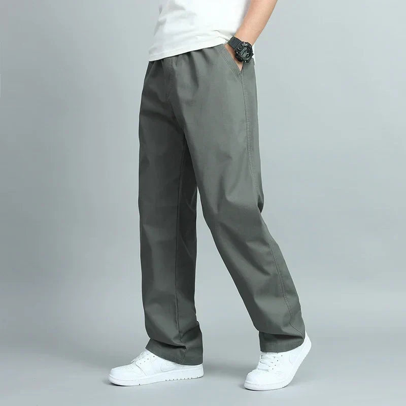 Ezra - Men's Wide-Leg Cotton Pants with Elastic Waist