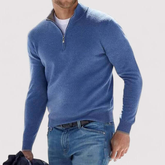 Men’s Quarter-Zip Sweater with Stand Collar