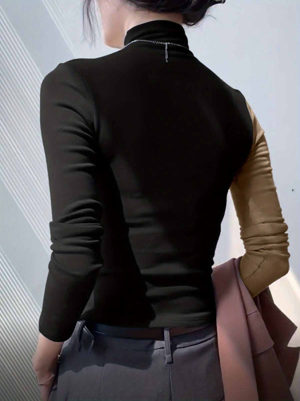 Eliana | Cutout Long Sleeve Slim Fit Mock Neck Top