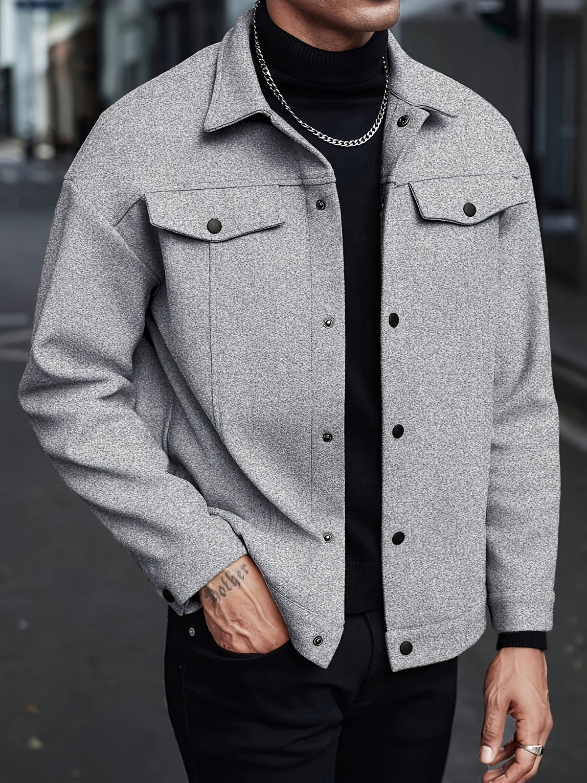 Men's Relaxed Fit Button-Up Overshirt Jacket