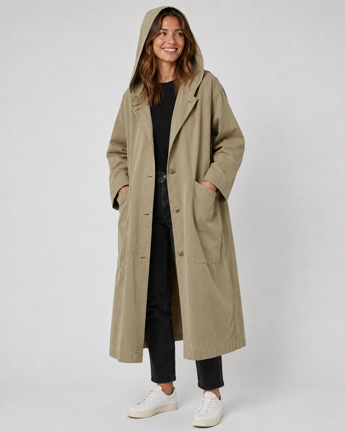 Women’s Longline Hooded Coat