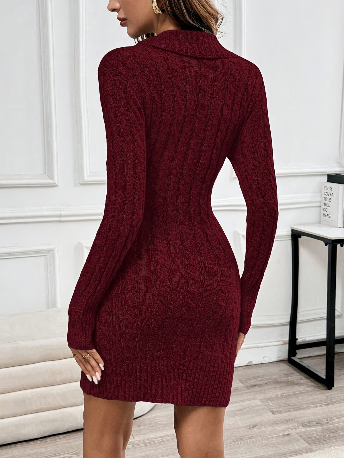 Loretta | Halloween Cable Knit V Neck Fall Sweater Dress