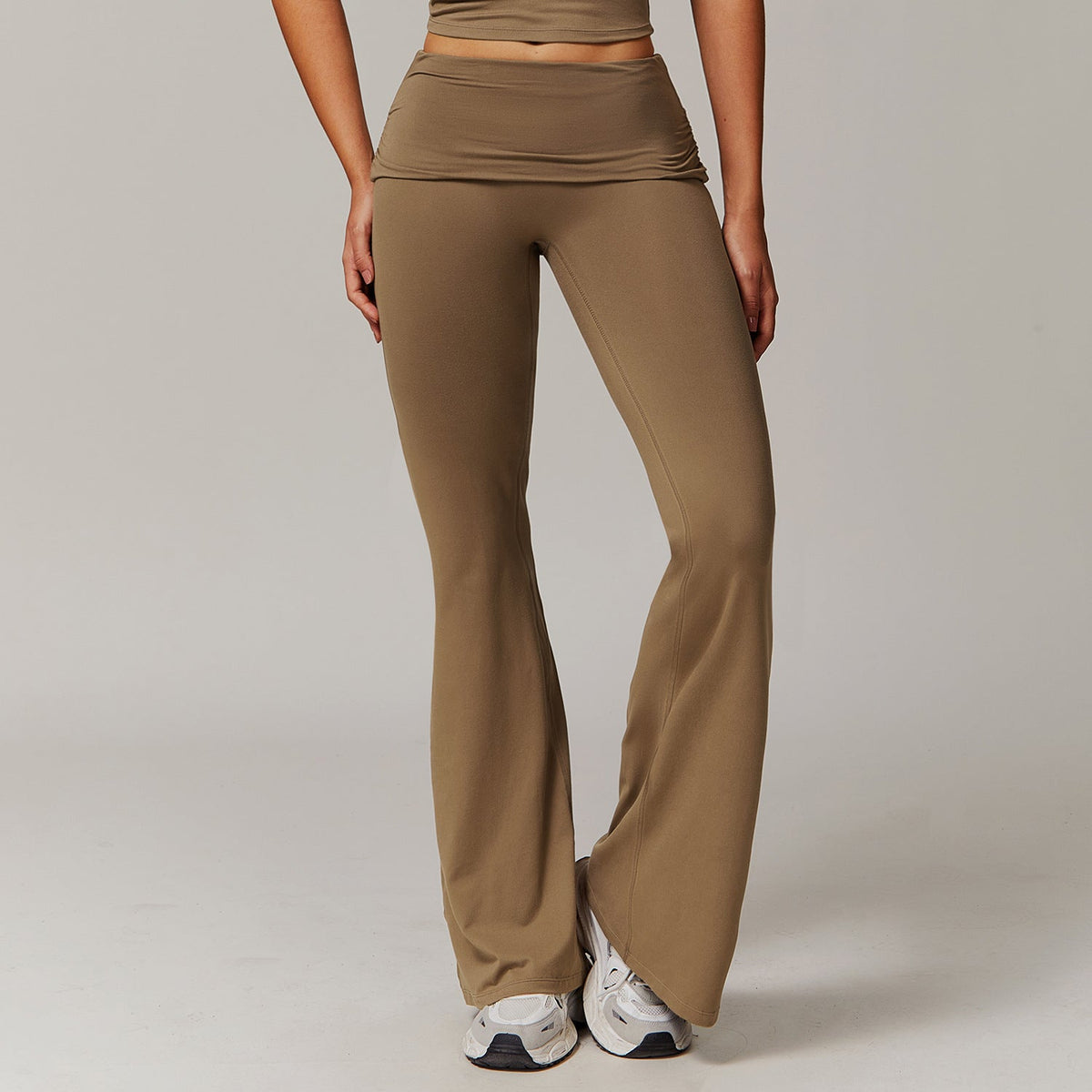 Women's Fold-Over Waist Flared Trousers
