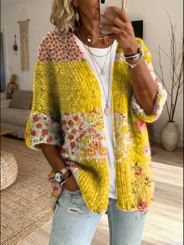 Marlowe Women's Floral Patchwork Knit Cardigan