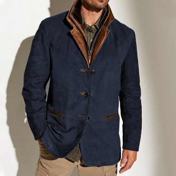 Faux Suede Lapel Collar Blazer for Men