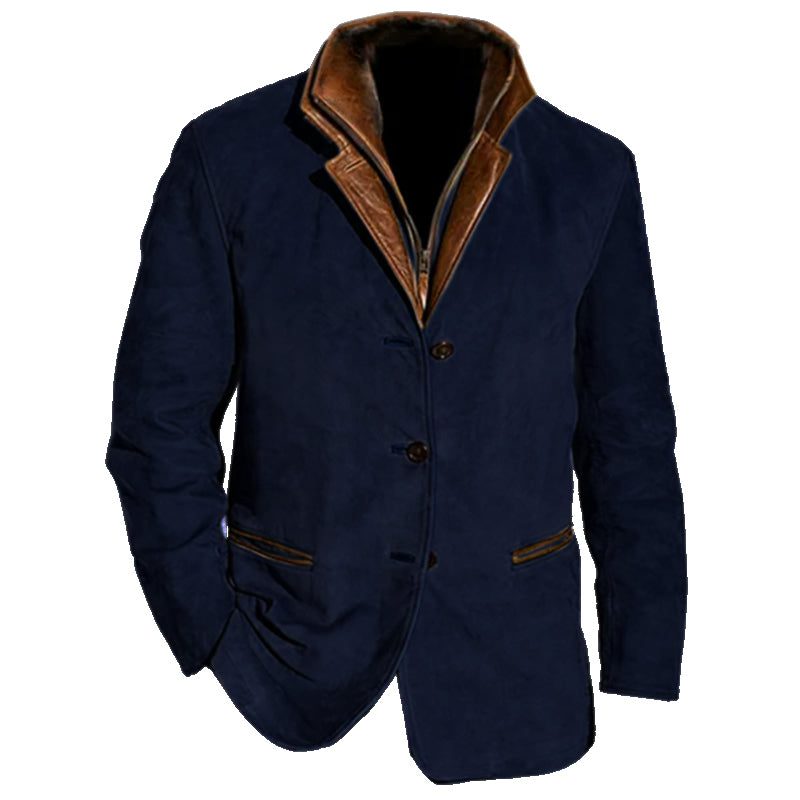 Faux Suede Lapel Collar Blazer for Men