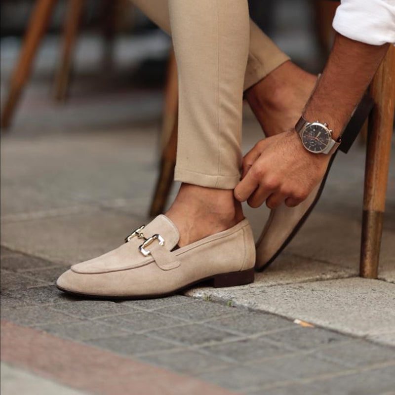 Faux Suede Loafer with Metal Accent for Men