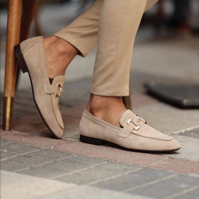 Faux Suede Loafer with Metal Accent for Men