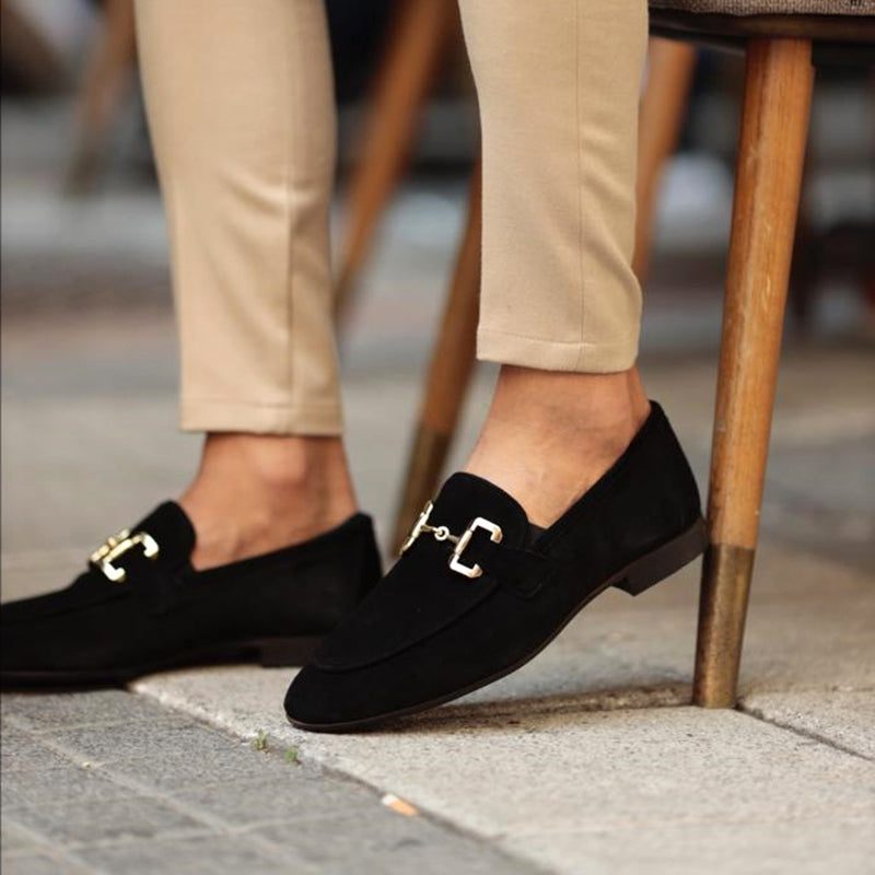Faux Suede Loafer with Metal Accent for Men