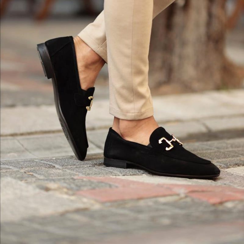 Faux Suede Loafer with Metal Accent for Men