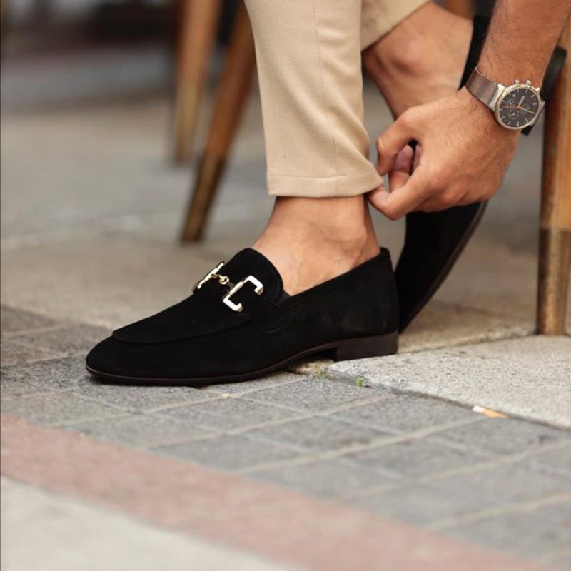 Faux Suede Loafer with Metal Accent for Men