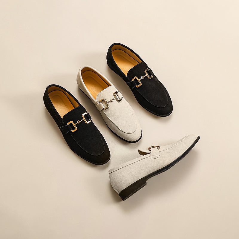 Faux Suede Loafer with Metal Accent for Men