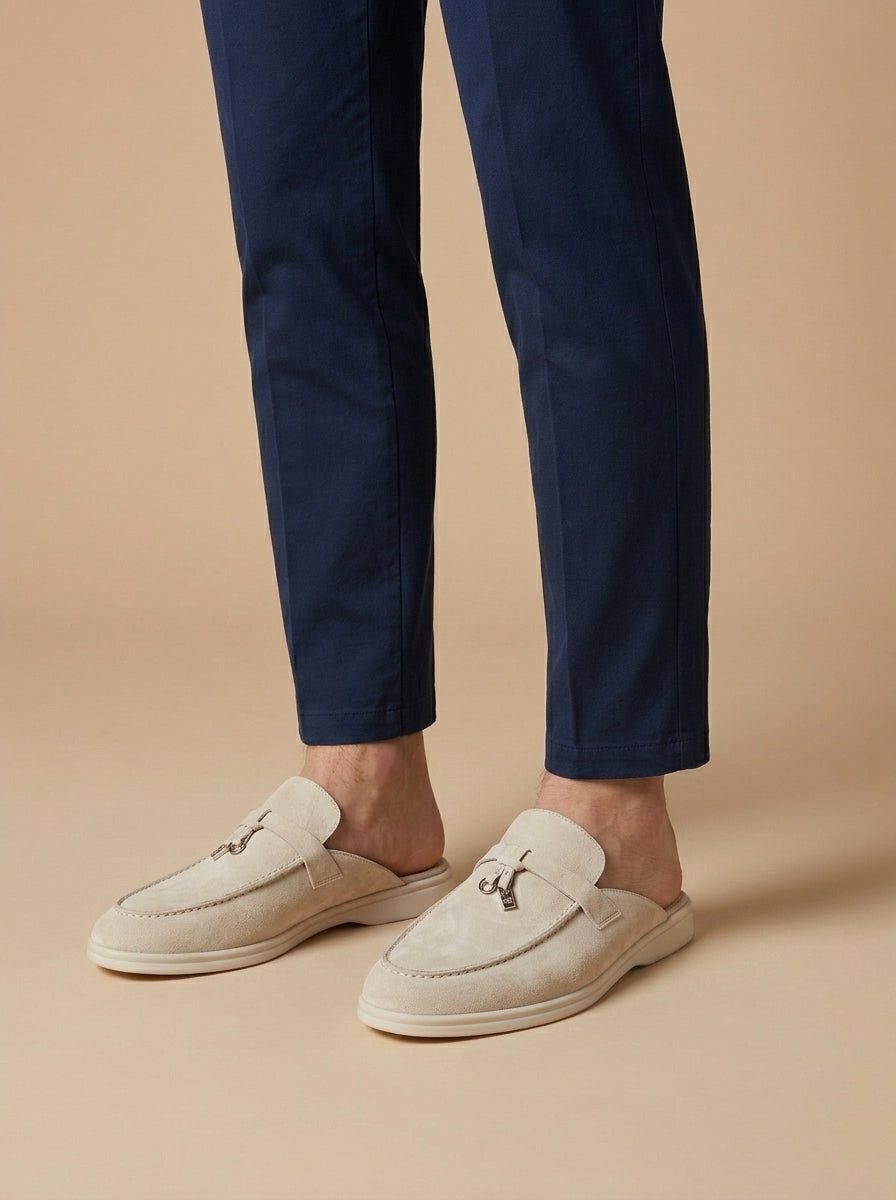 Faux Suede Open Back Loafer Mule for Men