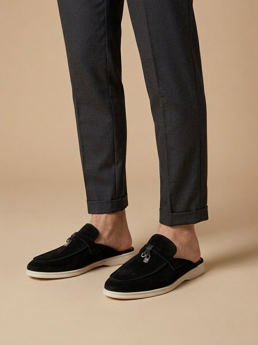 Faux Suede Open Back Loafer Mule for Men