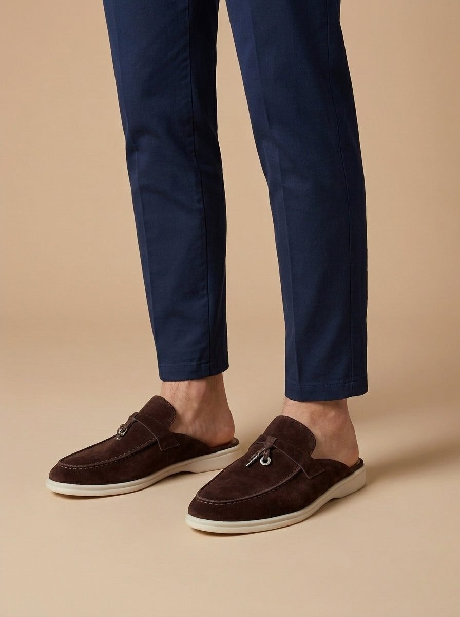Faux Suede Open Back Loafer Mule for Men