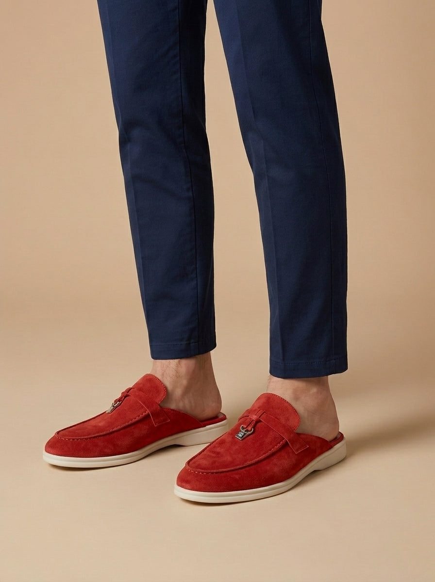 Faux Suede Open Back Loafer Mule for Men