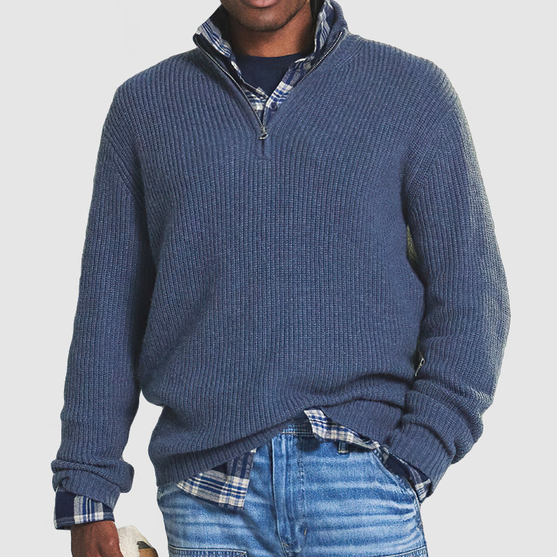 Winslow Men's Ribbed Wool Quarter Zip Sweater
