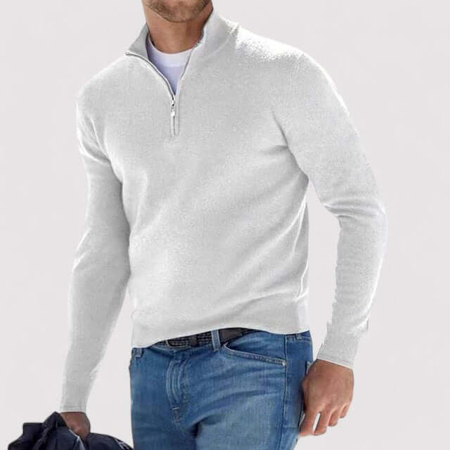 Men’s Quarter-Zip Sweater with Stand Collar