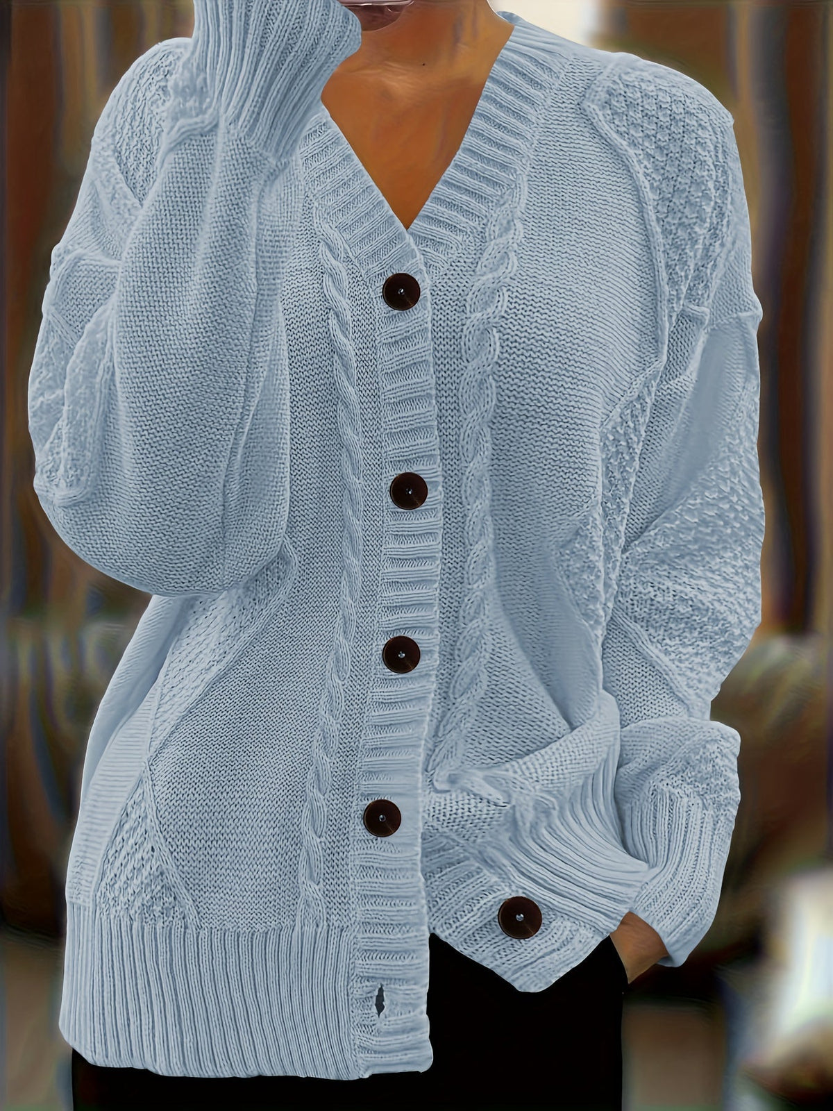 Jane | Textured Cable Knit Button-Front Cardigan