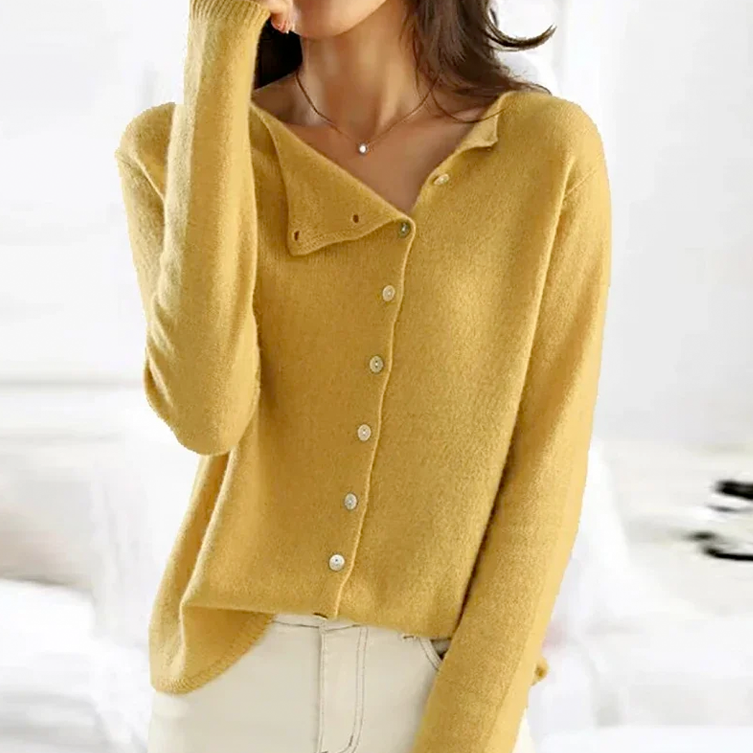 Cara | Button-Front Gray Cardigan
