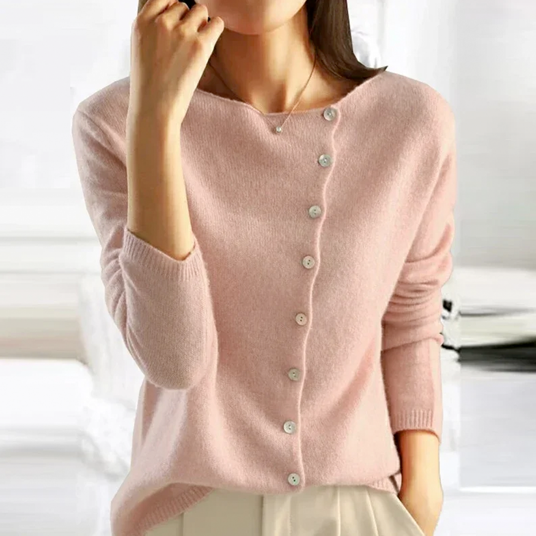 Cara | Button-Front Gray Cardigan